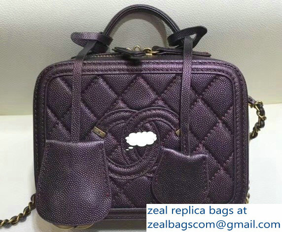 Chanel CC Filigree Grained Vanity Case Bag A93342 MiniPurple 2018