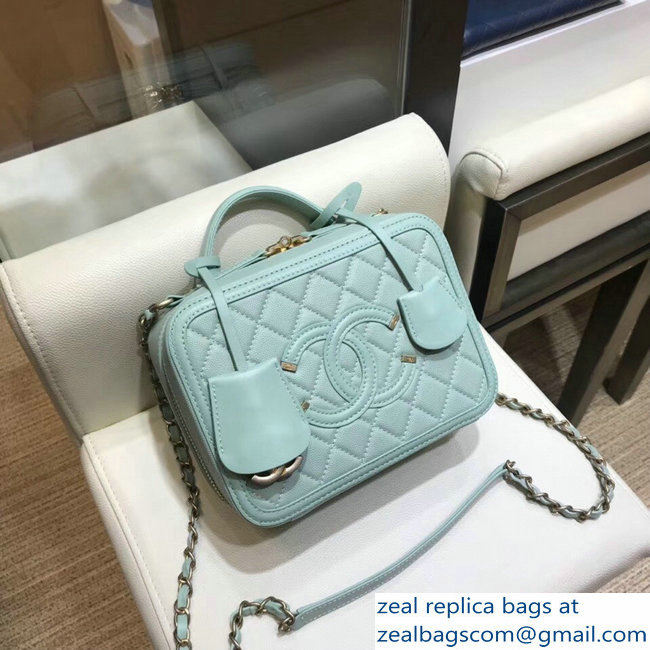 Chanel CC Filigree Grained Vanity Case Bag A93343 Pale Green 2018