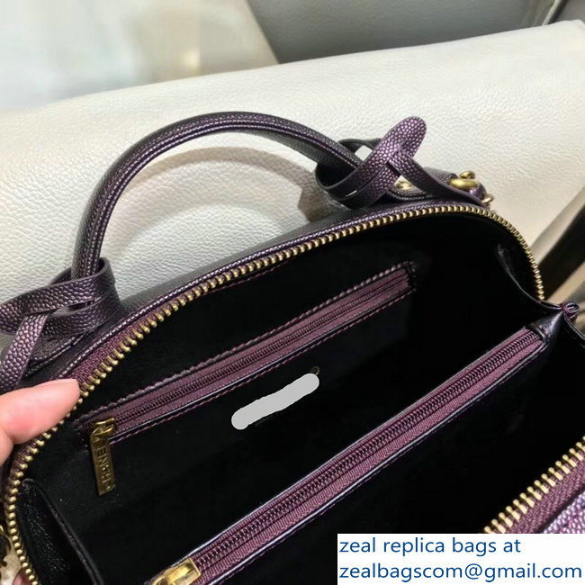 Chanel CC Filigree Grained Vanity Case Bag A93343 Purple 2018