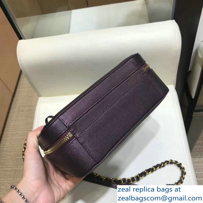 Chanel CC Filigree Grained Vanity Case Bag A93343 Purple 2018 - Click Image to Close