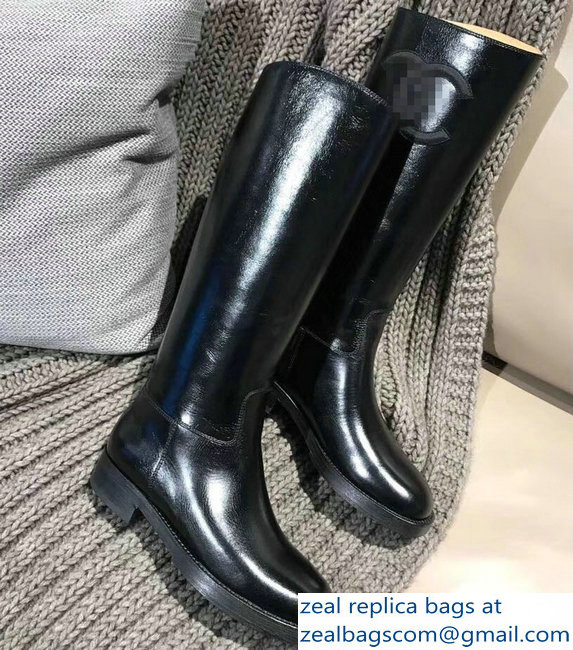 Chanel CC Logo High Boots Black 2018