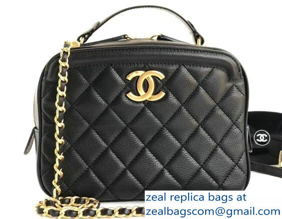 Chanel Calfskin CC Vanity Case Small Bag A57905 Black 2018