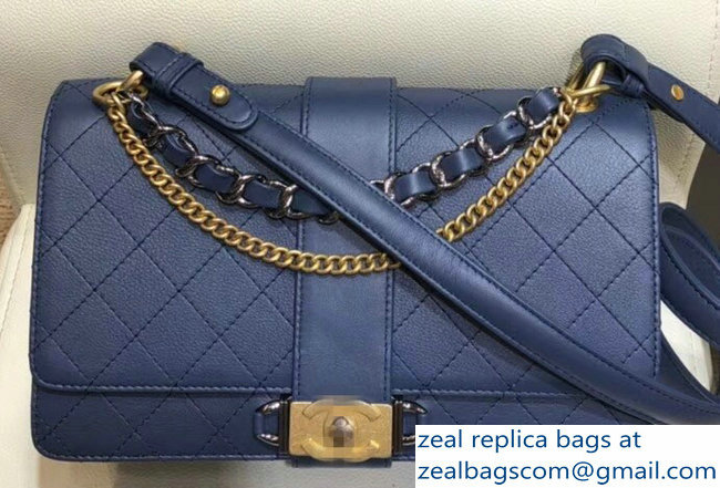 Chanel Calfskin Medium Flap Bag A57578 Blue 2018
