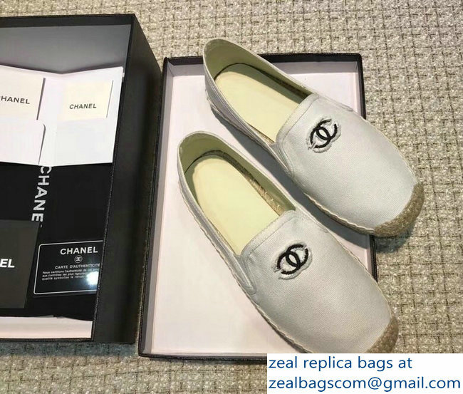 Chanel Canvas CC Logo Lovers Espadrilles White 2018