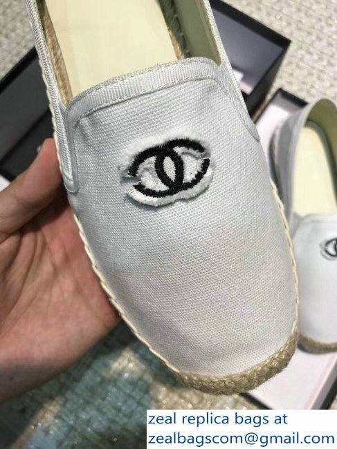 Chanel Canvas CC Logo Lovers Espadrilles White 2018