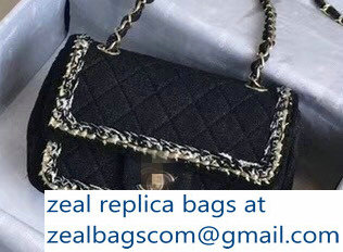 Chanel Denim/Braid Classic Mini Flap Bag A69900 Black/Beige 2018