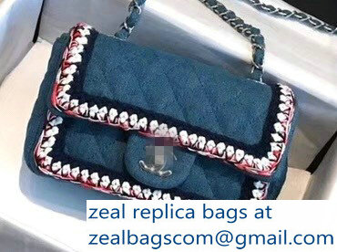 Chanel Denim/Braid Classic Mini Flap Bag A69900 Dark Blue 2018