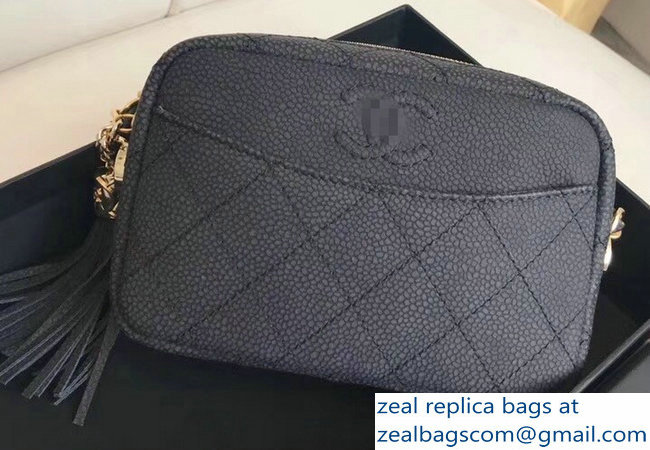 Chanel Grained Calfskin Coco Tassel Mini Camera Case Bag A57717 Black 2018