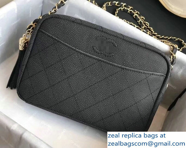 Chanel Grained Calfskin Coco Tassel Small Camera Case Bag A57718 Black 2018