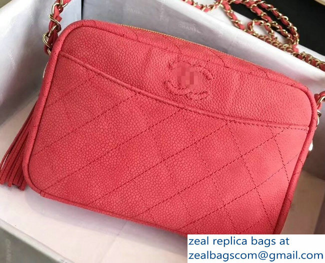 Chanel Grained Calfskin Coco Tassel Small Camera Case Bag A57718 Dark Pink 2018