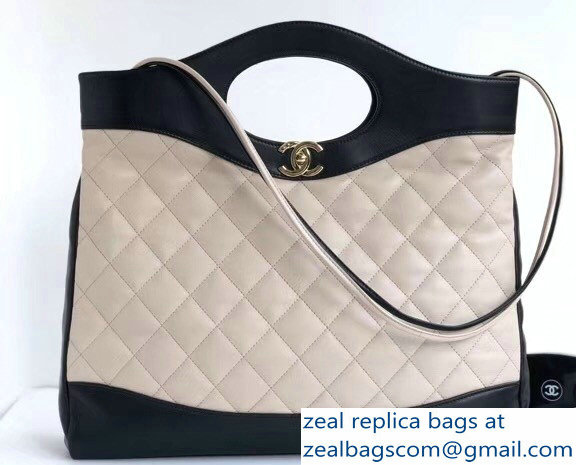 Chanel Lambskin Chanel 31 Medium Shopping Bag A57977 Creamy/Black 2018