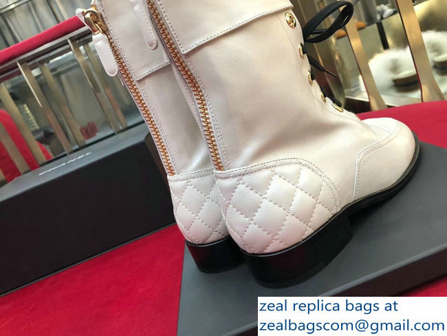 Chanel Metallic Lambskin Short Boots G33986 White 2018
