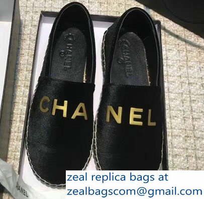 Chanel Velvet Logo Espadrilles Black 2018