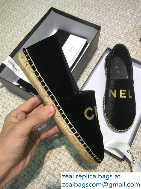 Chanel Velvet Logo Espadrilles Black 2018