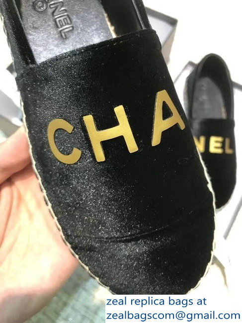 Chanel Velvet Logo Espadrilles Black 2018