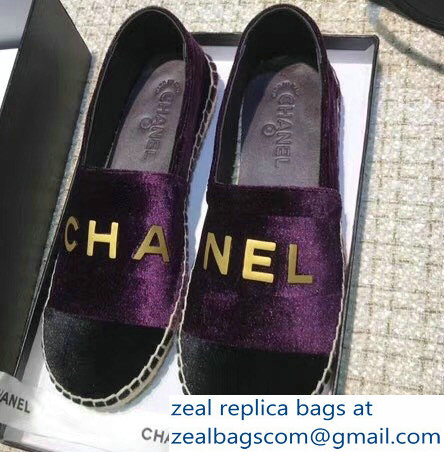 Chanel Velvet Logo Espadrilles Purple 2018