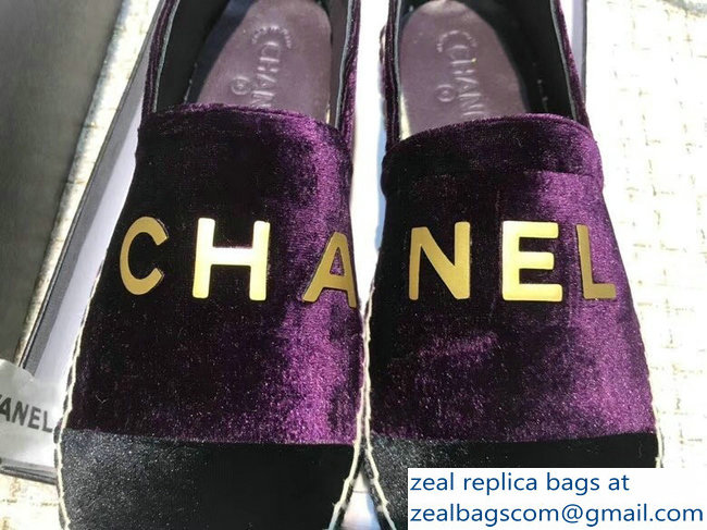 Chanel Velvet Logo Espadrilles Purple 2018