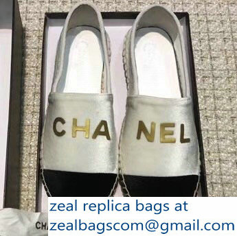 Chanel Velvet Logo Espadrilles White 2018
