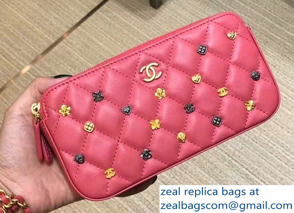 Chanel 18K Charms Clutch with Chain Bag A81616 Pink 2018