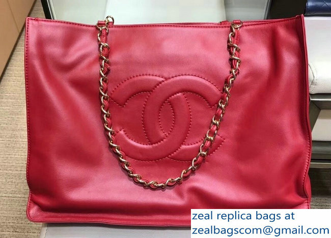 Chanel CC Logo Shopping Tote Bag A78009 Red 2018