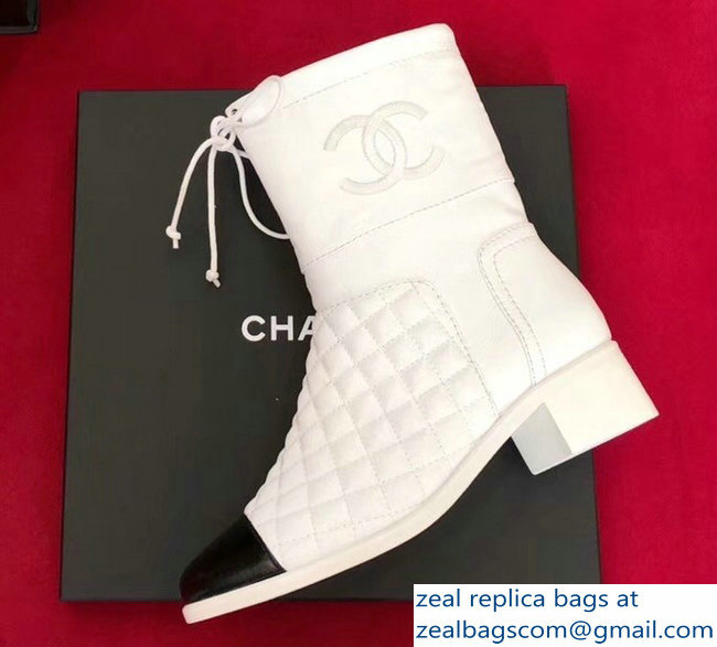 Chanel Calfskin Short Boots G34096 White 2018