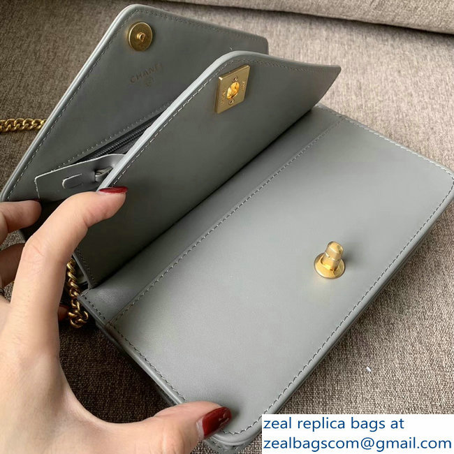 Chanel Chevron Calfskin/Elaphe Wallet On Chain WOC Bag Gray 2018