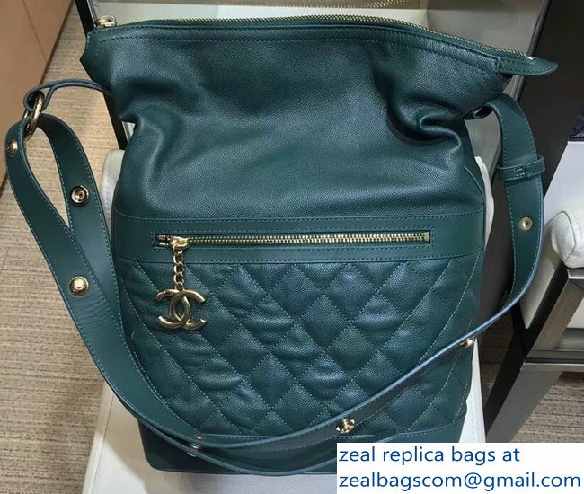 Chanel Grained Calfskin Casual Style Small Hobo Bag A57966 Green 2018