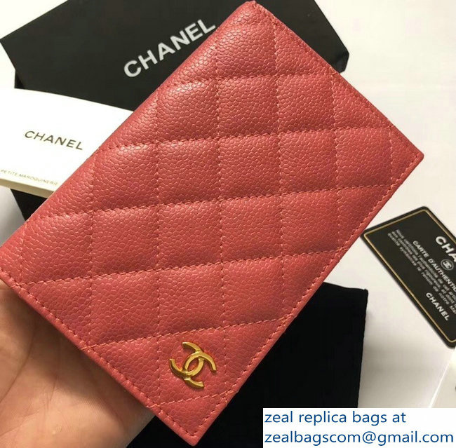Chanel Grained Calfskin Caviar Classic Passport Holder A80385 Dark Pink