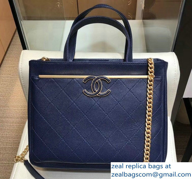Chanel Grained Calfskin Lady Coco Small Shopping Bag A57563 Blue 2018