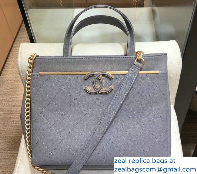 Chanel Grained Calfskin Lady Coco Small Shopping Bag A57563 Gray 2018