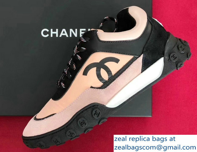 Chanel Nylon and Suede Calfskin Sneakers G34086 Nude 2018