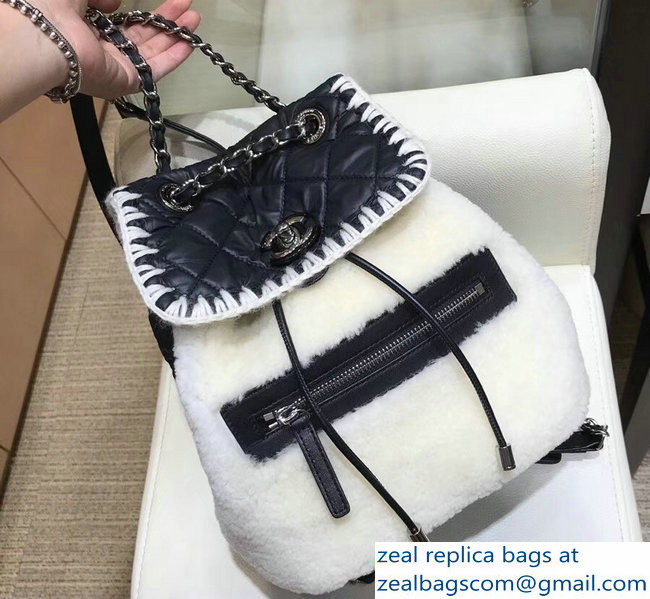 Chanel Wool/Nylon/Calfskin Coco Neige Backpack Bag A57580 White 2018