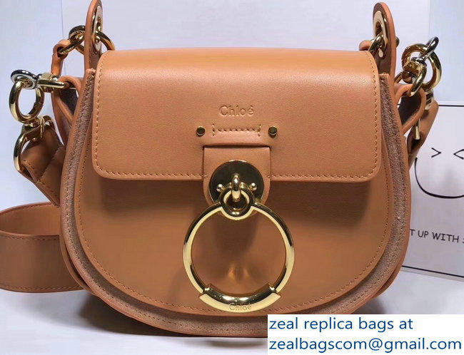 Chloe Shiny And Suede Calfskin Small Tess Bag Apricot 2018 - Click Image to Close