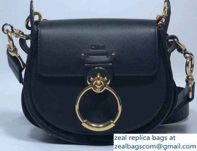 Chloe Shiny And Suede Calfskin Small Tess Bag Black 2018 - Click Image to Close