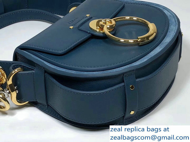 Chloe Shiny And Suede Calfskin Small Tess Bag Blue 2018 - Click Image to Close