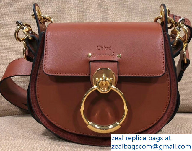 Chloe Shiny And Suede Calfskin Small Tess Bag Brown 2018 - Click Image to Close