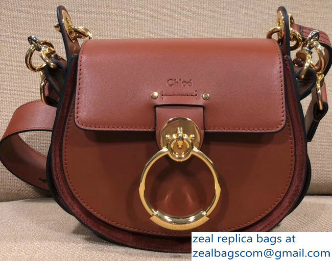 Chloe Shiny And Suede Calfskin Small Tess Bag Brown 2018