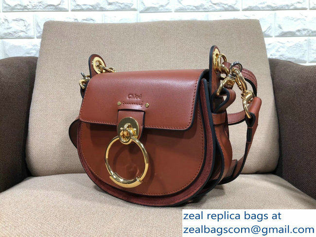 Chloe Shiny And Suede Calfskin Small Tess Bag Brown 2018 - Click Image to Close