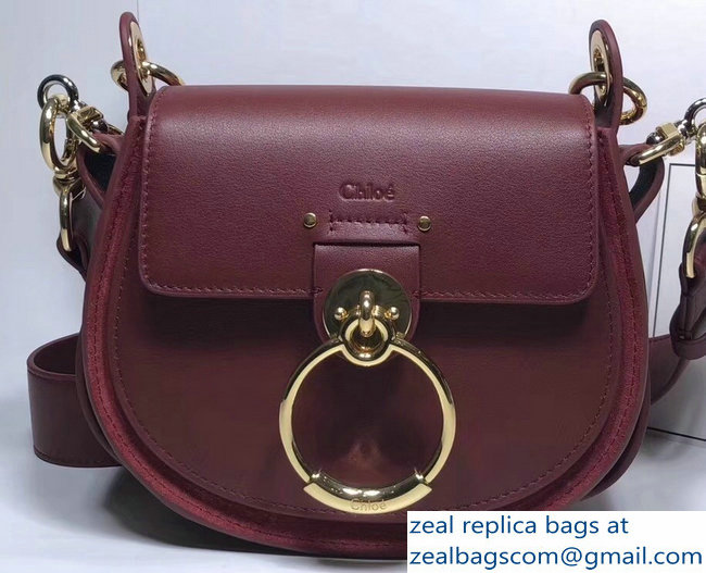 Chloe Shiny And Suede Calfskin Small Tess Bag Burgundy 2018