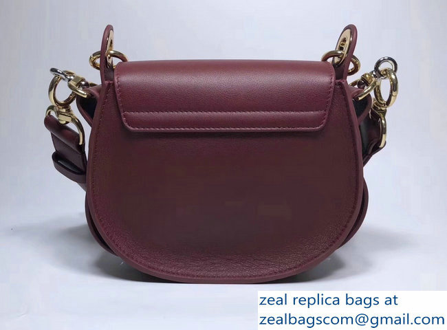 Chloe Shiny And Suede Calfskin Small Tess Bag Burgundy 2018 - Click Image to Close