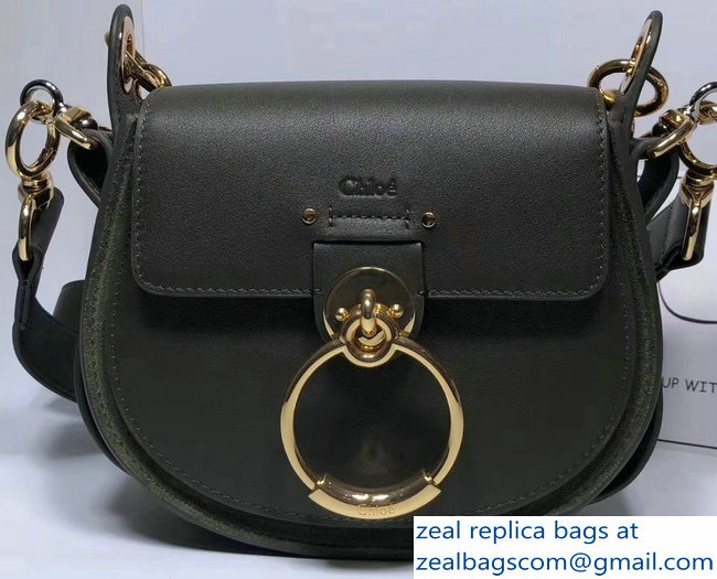 Chloe Shiny And Suede Calfskin Small Tess Bag Olive Green 2018 - Click Image to Close