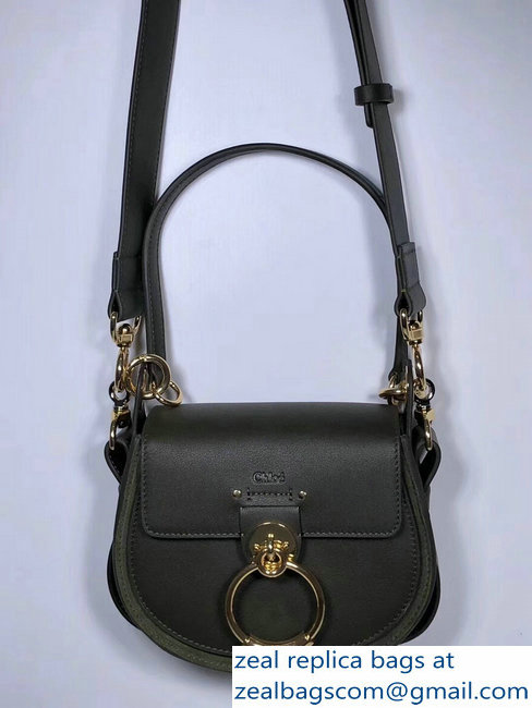 Chloe Shiny And Suede Calfskin Small Tess Bag Olive Green 2018 - Click Image to Close