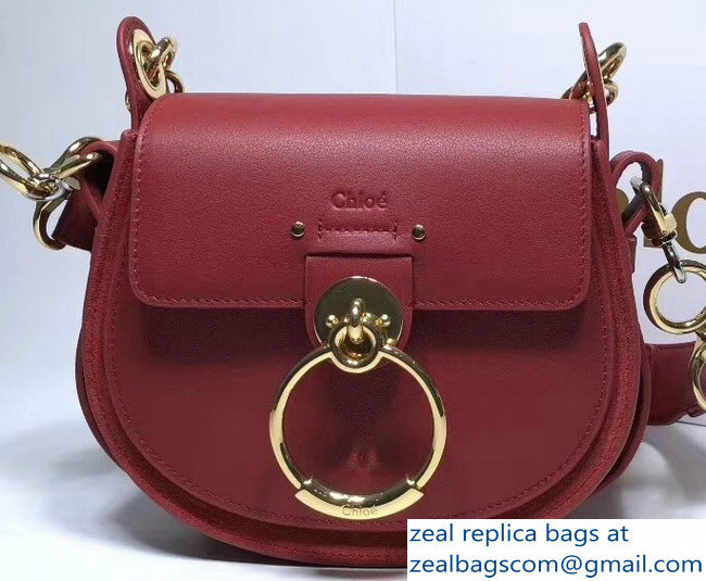 Chloe Shiny And Suede Calfskin Small Tess Bag Red 2018 - Click Image to Close