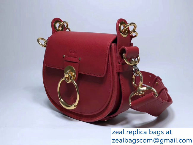 Chloe Shiny And Suede Calfskin Small Tess Bag Red 2018 - Click Image to Close