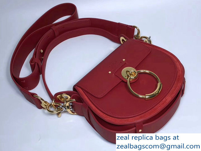 Chloe Shiny And Suede Calfskin Small Tess Bag Red 2018 - Click Image to Close