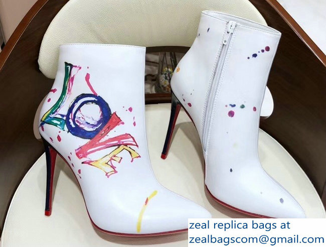 Christian Louboutin Heel 10cm Boot In Love Ankle Boots White 2018 - Click Image to Close