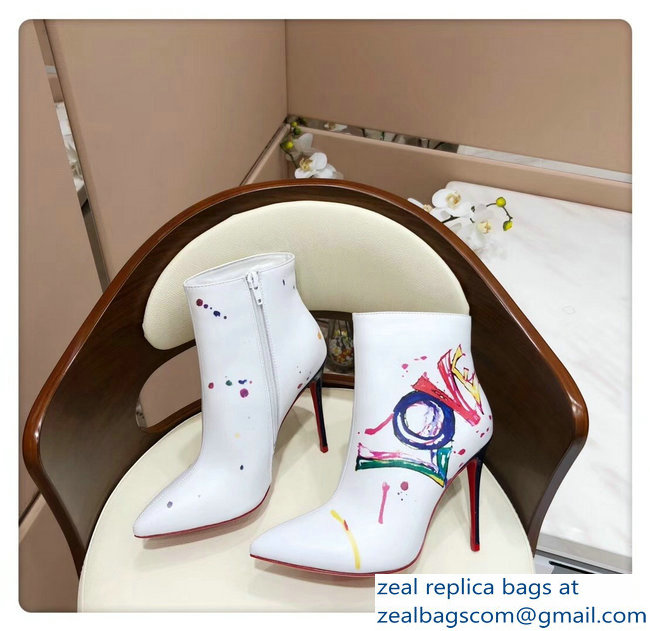 Christian Louboutin Heel 10cm Boot In Love Ankle Boots White 2018 - Click Image to Close