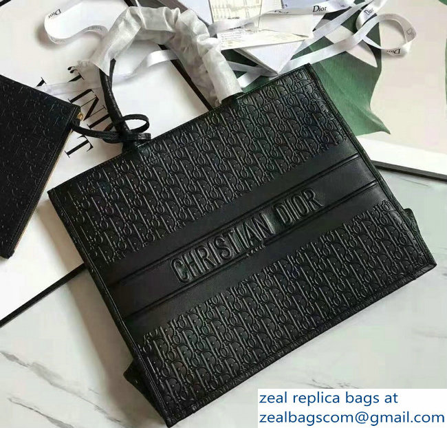 Dior Book Tote Bag Embossed Dior Oblique Calfskin Black 2018