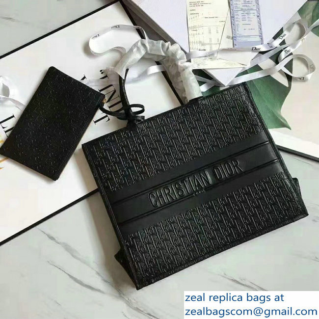 Dior Book Tote Bag Embossed Dior Oblique Calfskin Black 2018