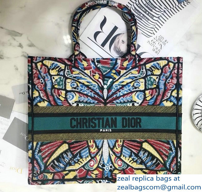 Dior Book Tote Bag In Embroidered Canvas Butterfly 2018